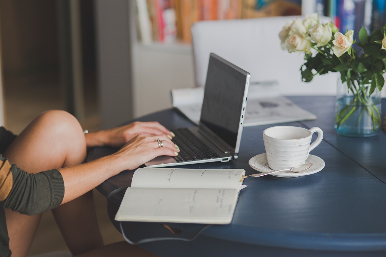 Small business owner working on a laptop
